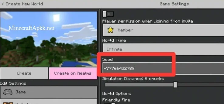 Copy/Paste Seed in Minecraft